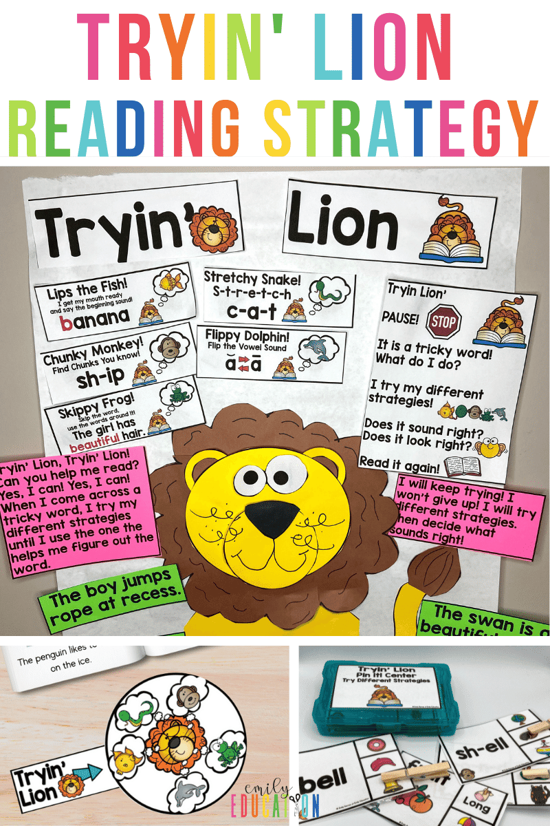 The Tryin' Lion reading strategy is the perfect ending to wrap up and encourage students to use all of their reading strategies