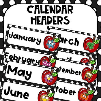 Calendar Headers Polka Dot Apple