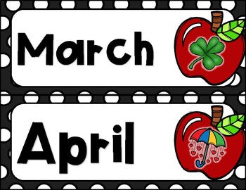 Calendar Headers Polka Dot Apple