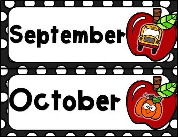 Calendar Headers Polka Dot Apple