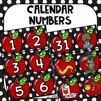 Calendar Numbers Polka Dot Apple