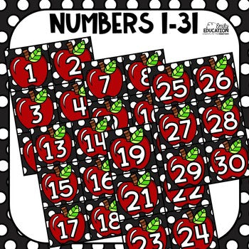 Calendar Numbers Polka Dot Apple