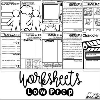 Character Traits- Worksheets, Interactive Journal Pages, Graphic Organizers