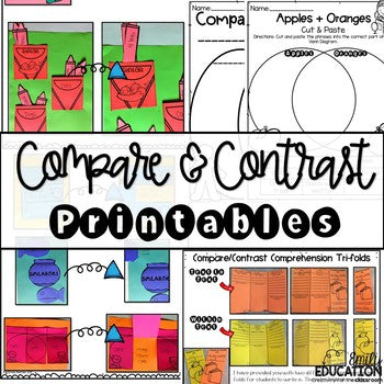 Compare and Contrast - Worksheets, Interactive Journal Pages, Graphic Organizers