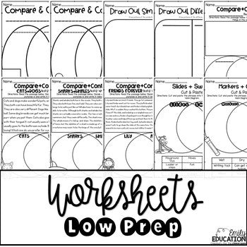 Compare and Contrast - Worksheets, Interactive Journal Pages, Graphic Organizers