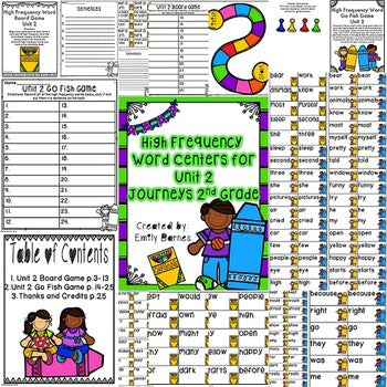 Journeys 2nd Grade Unit 2 High Frequency Word Centers