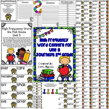 Journeys 2nd Grade Unit 3 High Frequency Word Centers