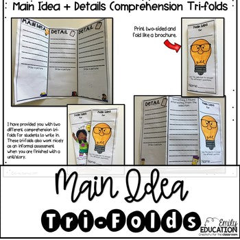 Main Idea - Worksheets, Interactive Journal Pages, Graphic Organizers