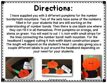 Number Bonds/ Math Mountains Pumpkin Headband