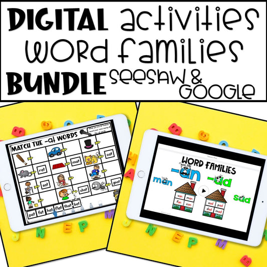 Word Families Digital Activities BUNDLE Google and Seesaw Distance Learning