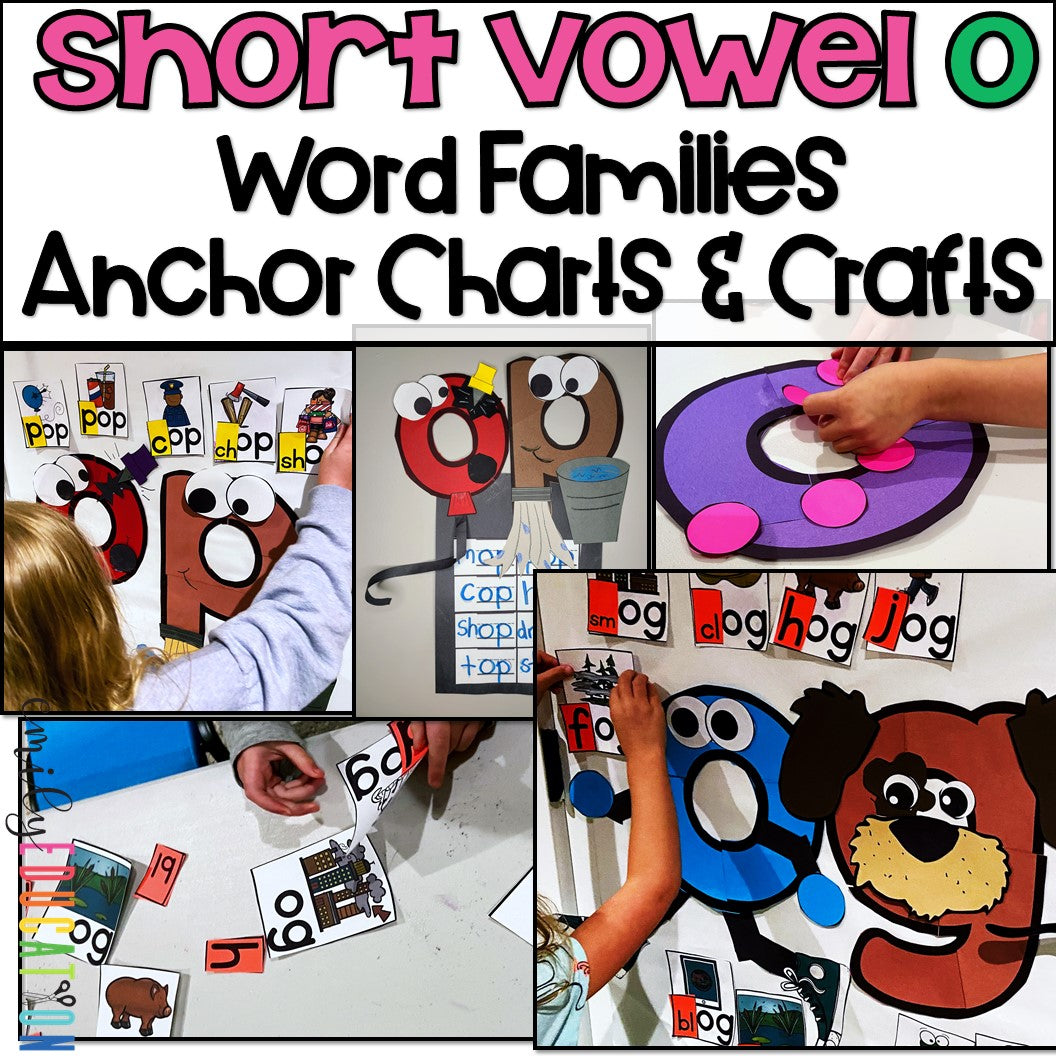 Short O Word Families Bundle Anchor Charts and Craft