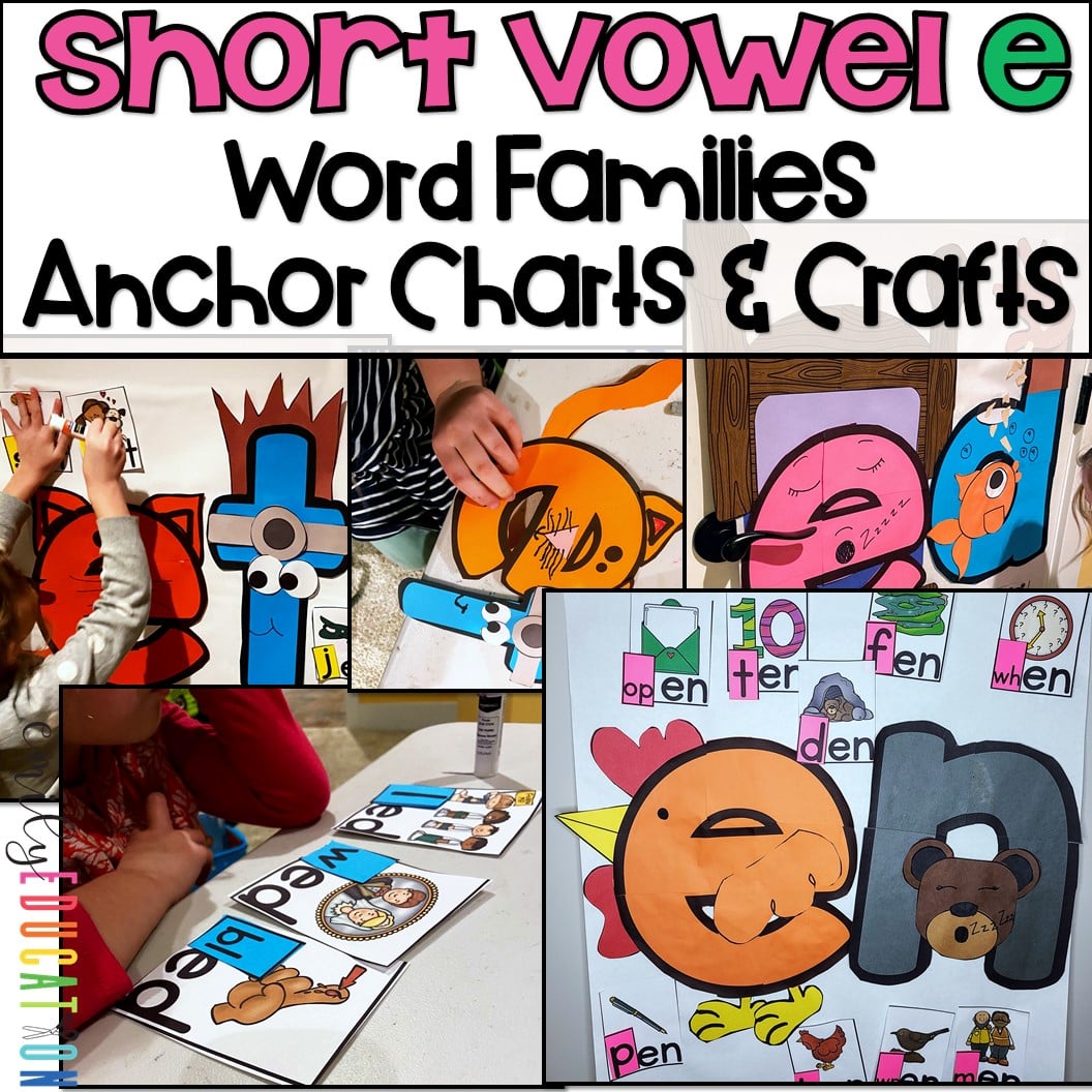 Short E Word Families Bundle Anchor Charts and Craft