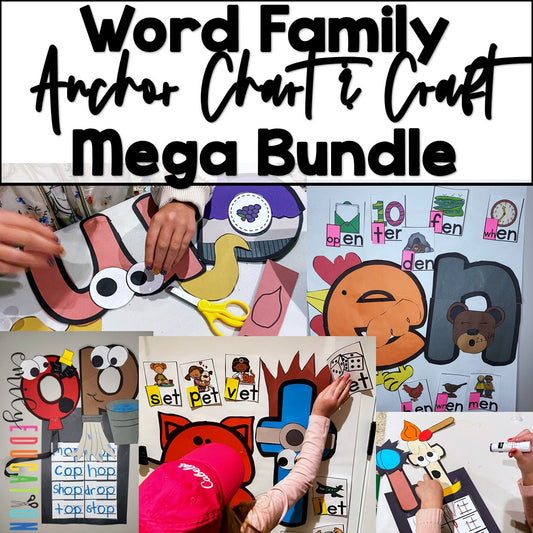 Short Vowel Word Family Anchor Chart and Craft Mega Bundle