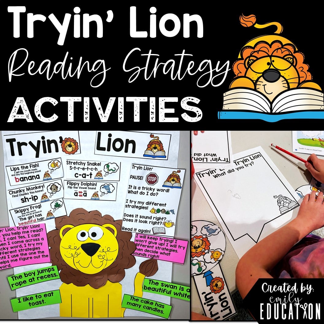 Tryin' Lion Reading Strategy Anchor Chart and Activities Decoding