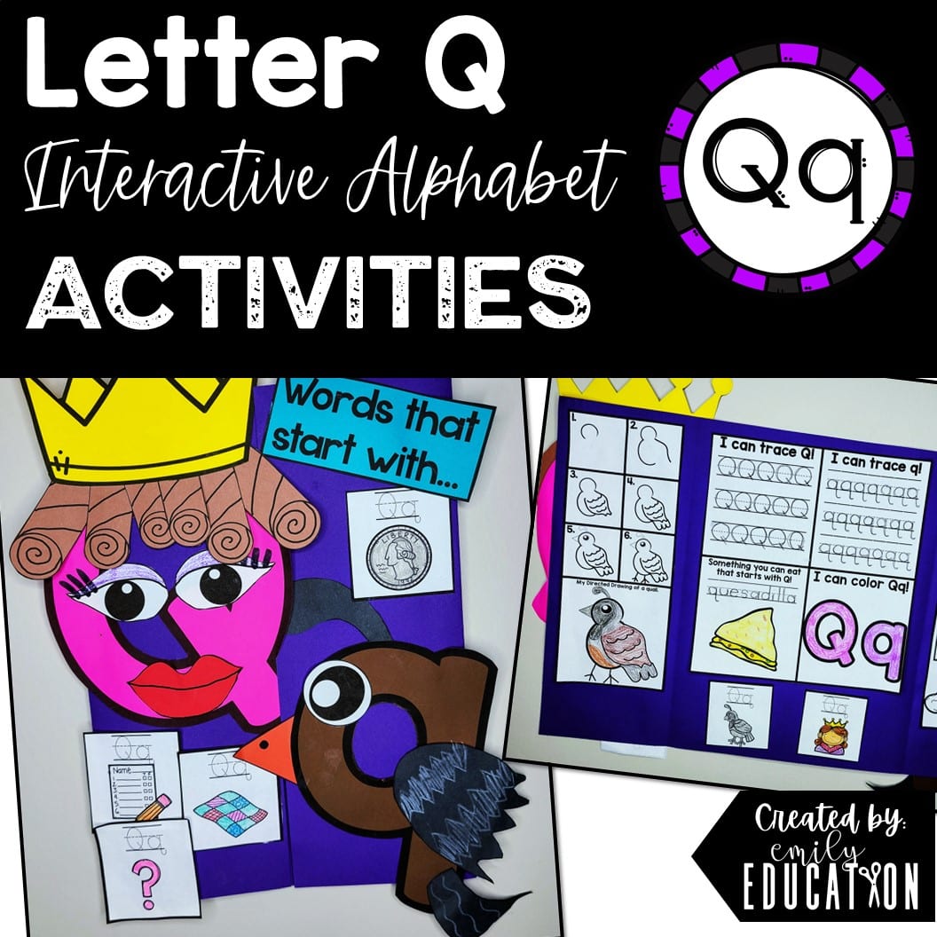 Letter Q Alphabet Crafts and Directed Drawing