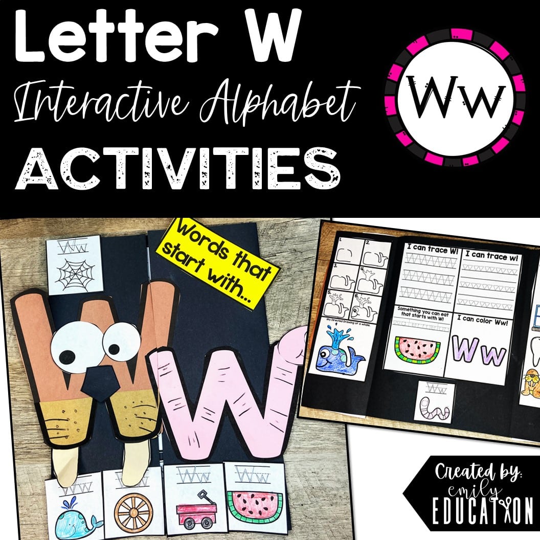 Letter W Alphabet Crafts and Directed Drawing