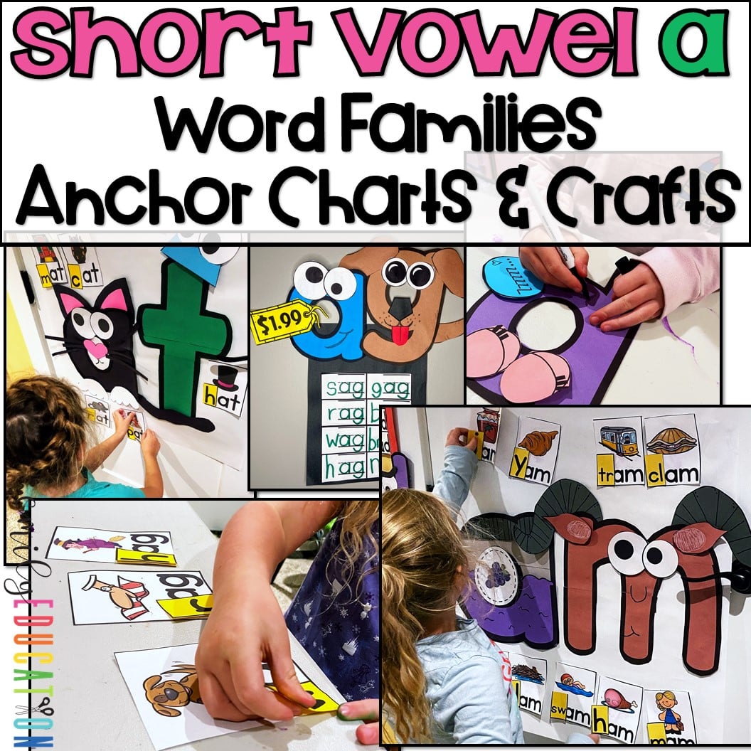 Short A Word Families Growing Bundle Anchor Charts and Craft