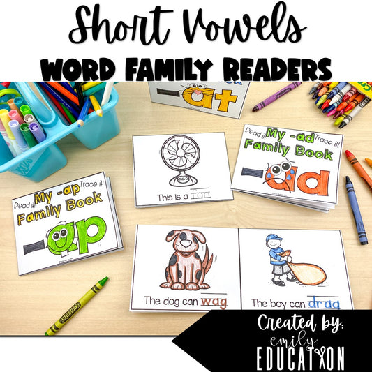 Short Vowels Word Family Readers Growing BUNDLE