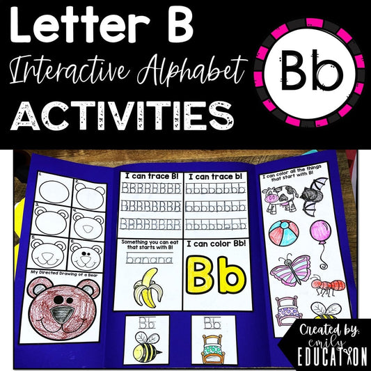 Letter B Alphabet Crafts and Directed Drawing