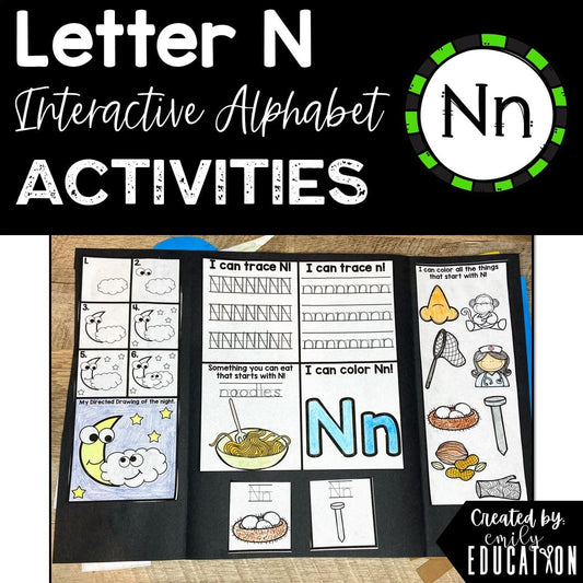 Letter N Alphabet Crafts and Directed Drawing