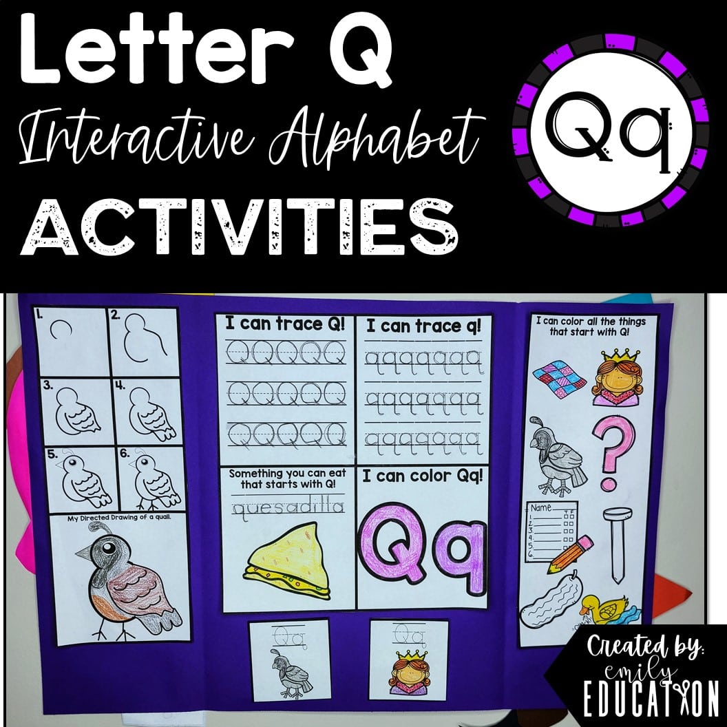 Letter Q Alphabet Crafts and Directed Drawing