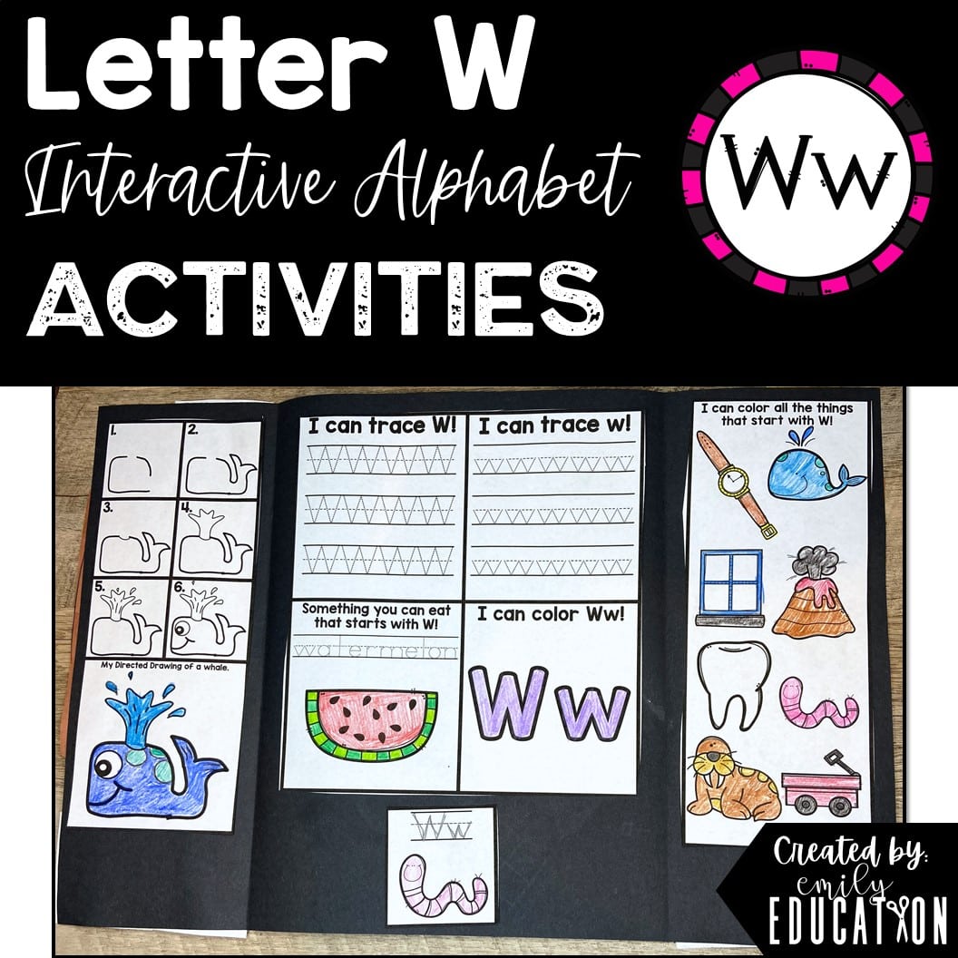 Letter W Alphabet Crafts and Directed Drawing