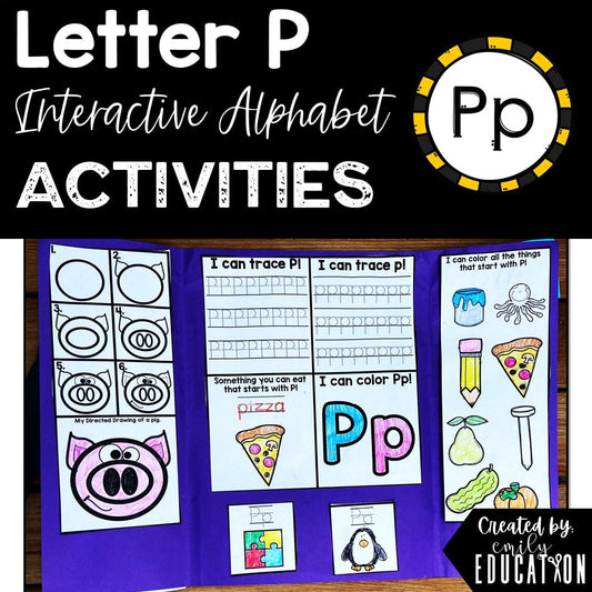 Letter P Alphabet Crafts and Directed Drawing