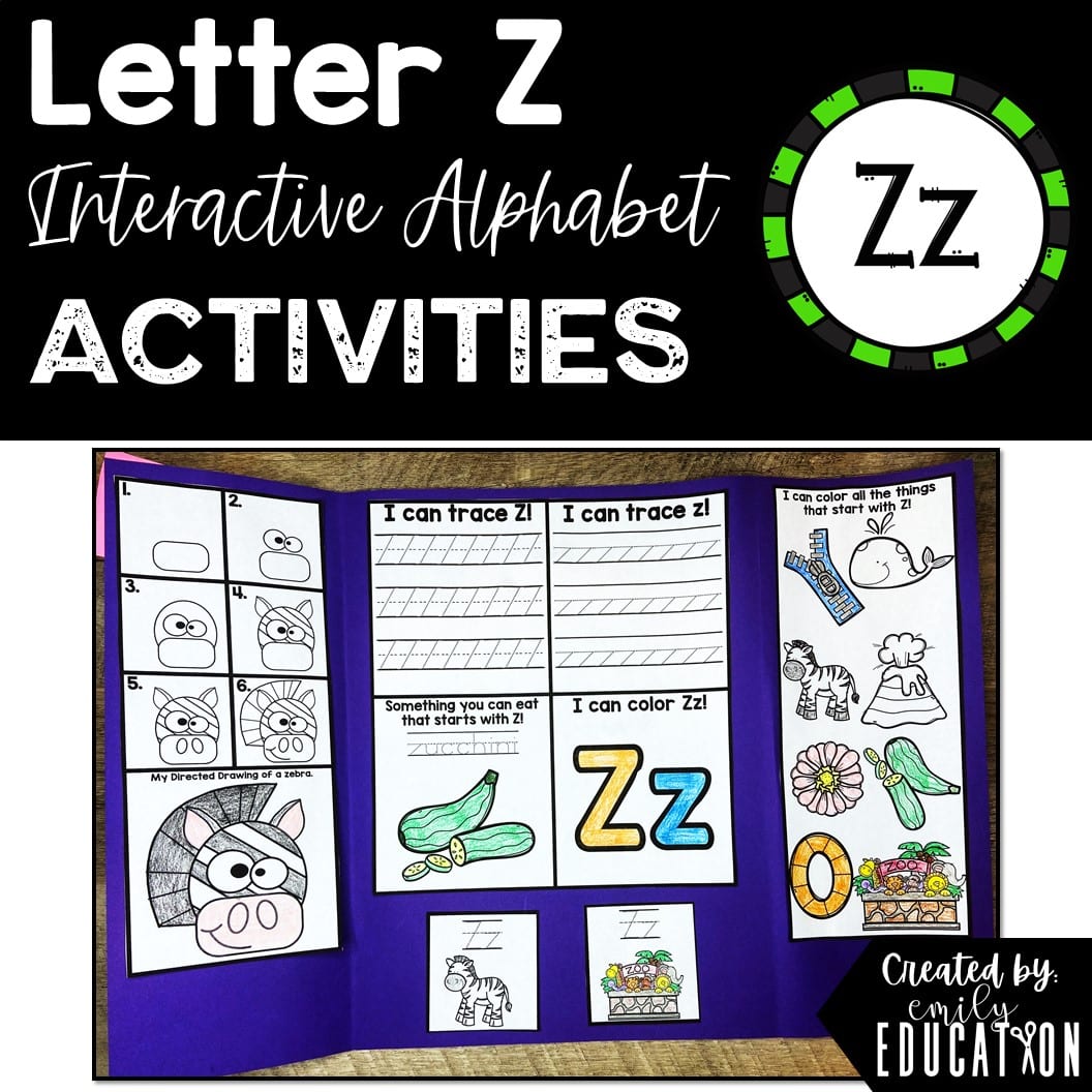 Letter Z Alphabet Crafts and Directed Drawing