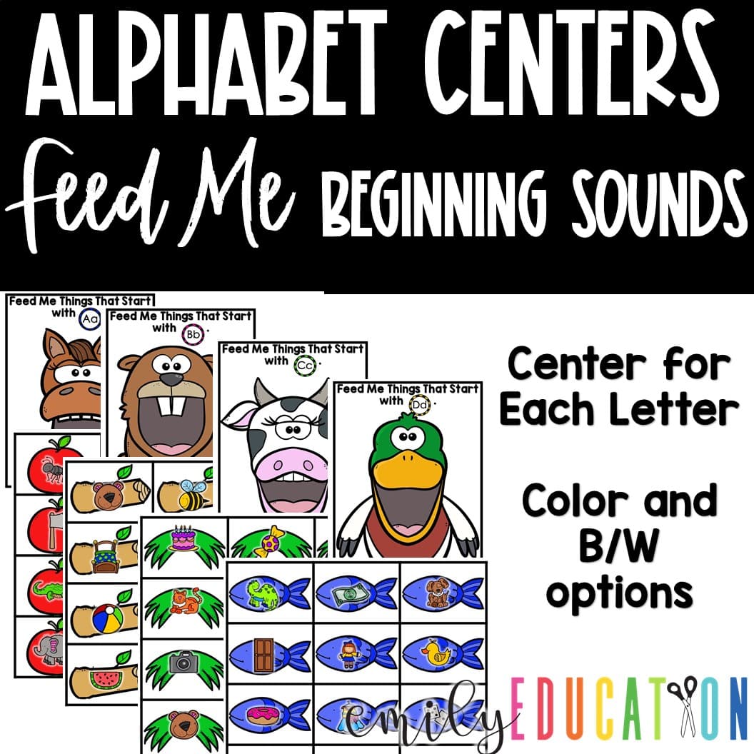 Alphabet Centers | Feed Me Beginning Sounds 26 Centers