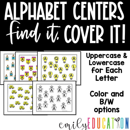 Alphabet Centers | Find it, Cover it Letters A-Z