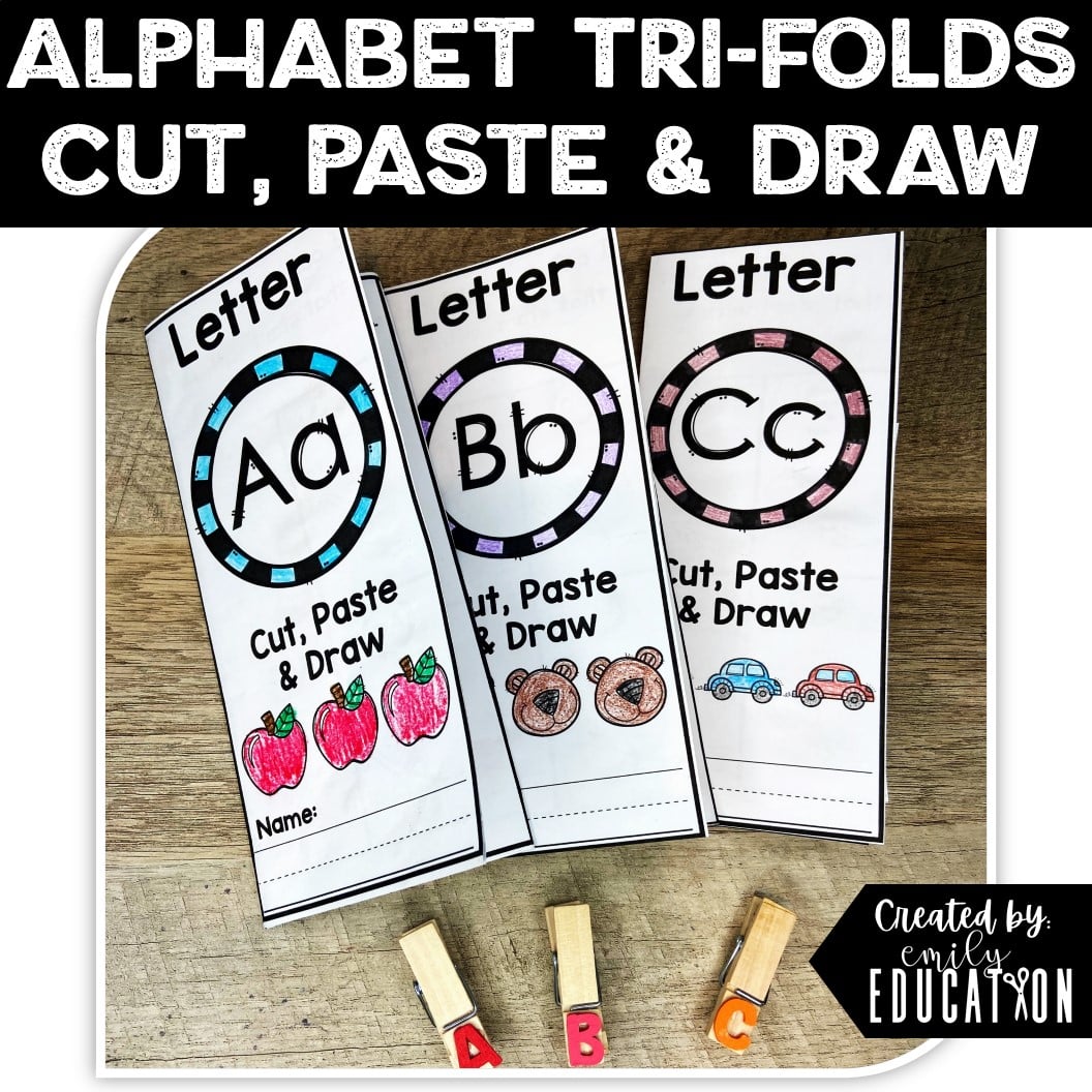 Alphabet Trifold Activities | Cut, Paste and Draw