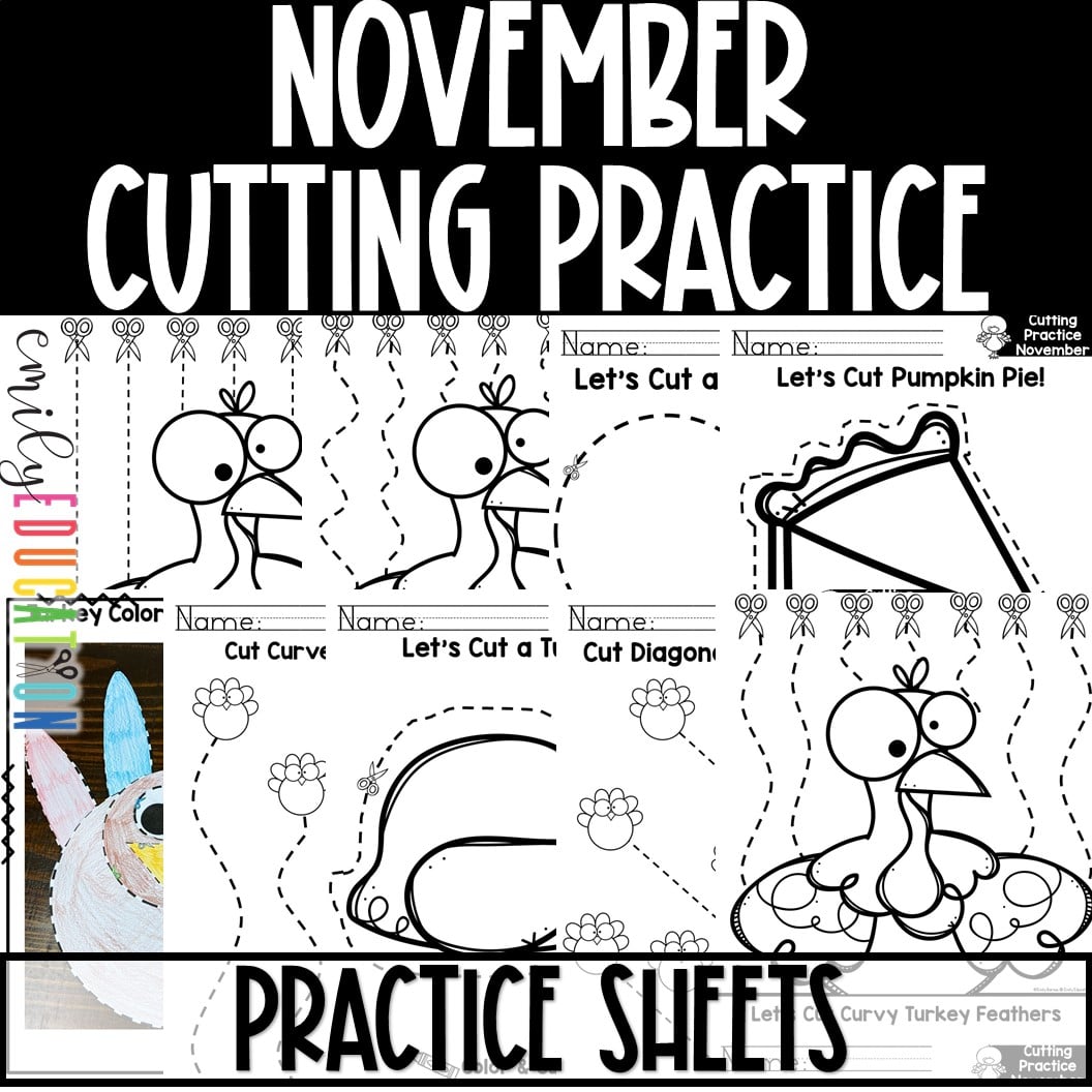 November Thanksgiving Cutting Practice Scissor Skills