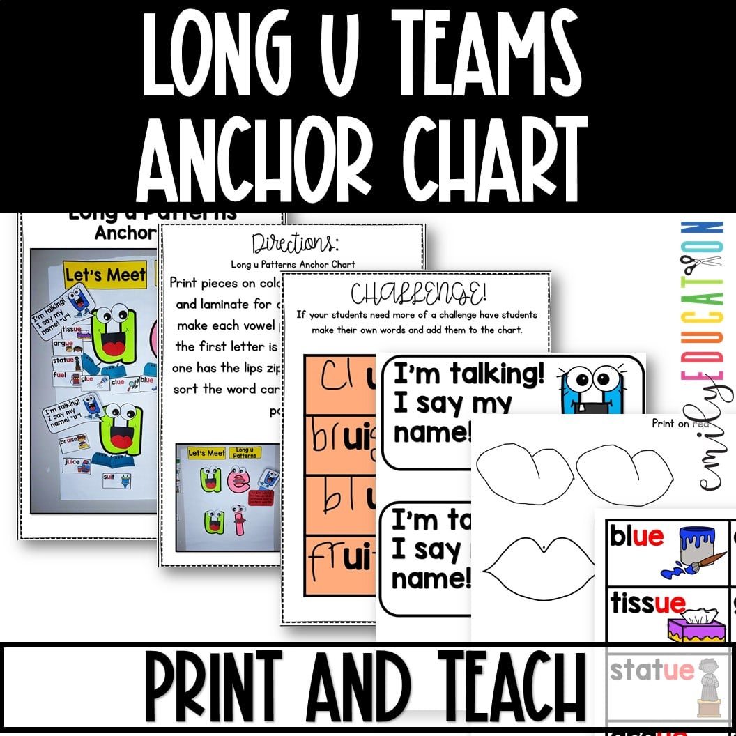 Long U Vowel Teams Vowel Digraphs Interactive Anchor Chart