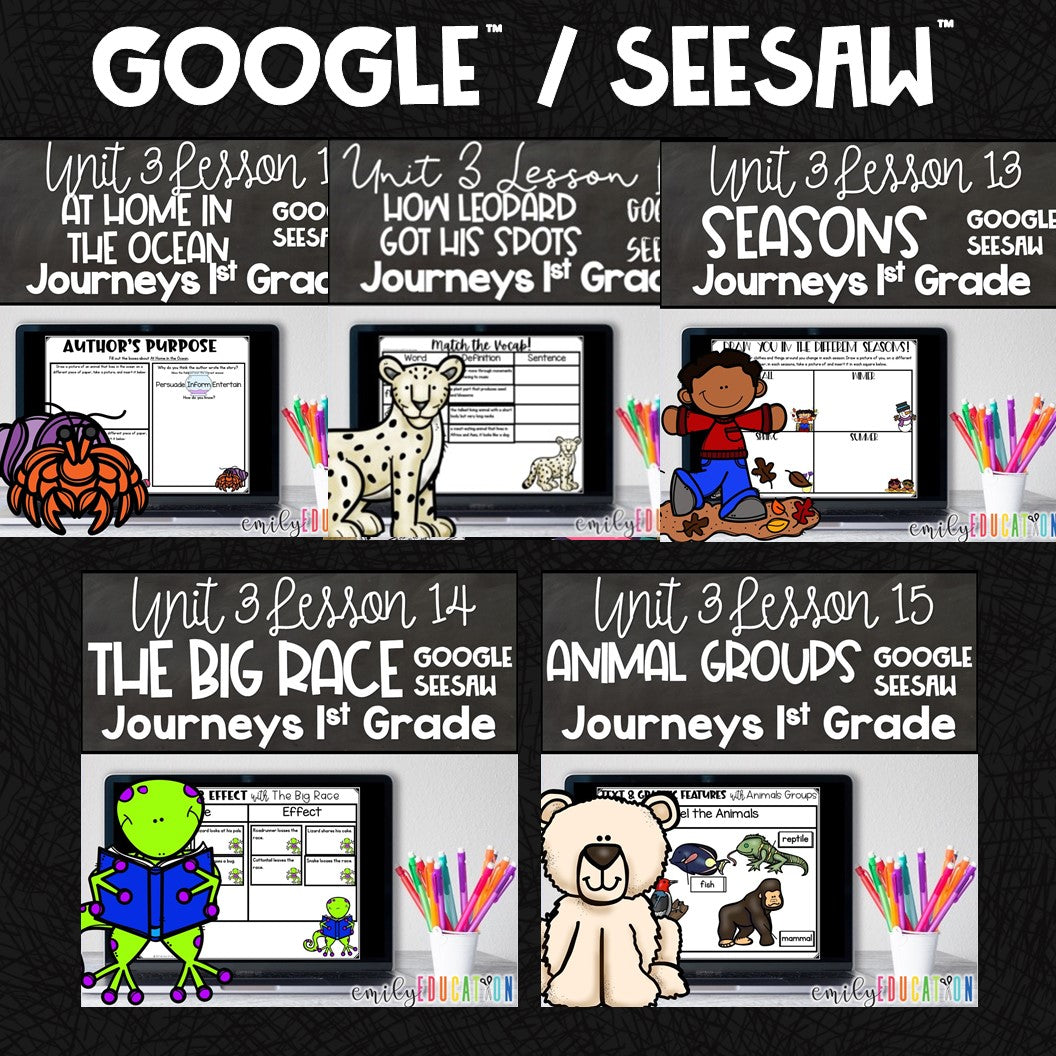 Journeys 1st Grade Unit 3 Google Seesaw Activities Bundle Distance Learning