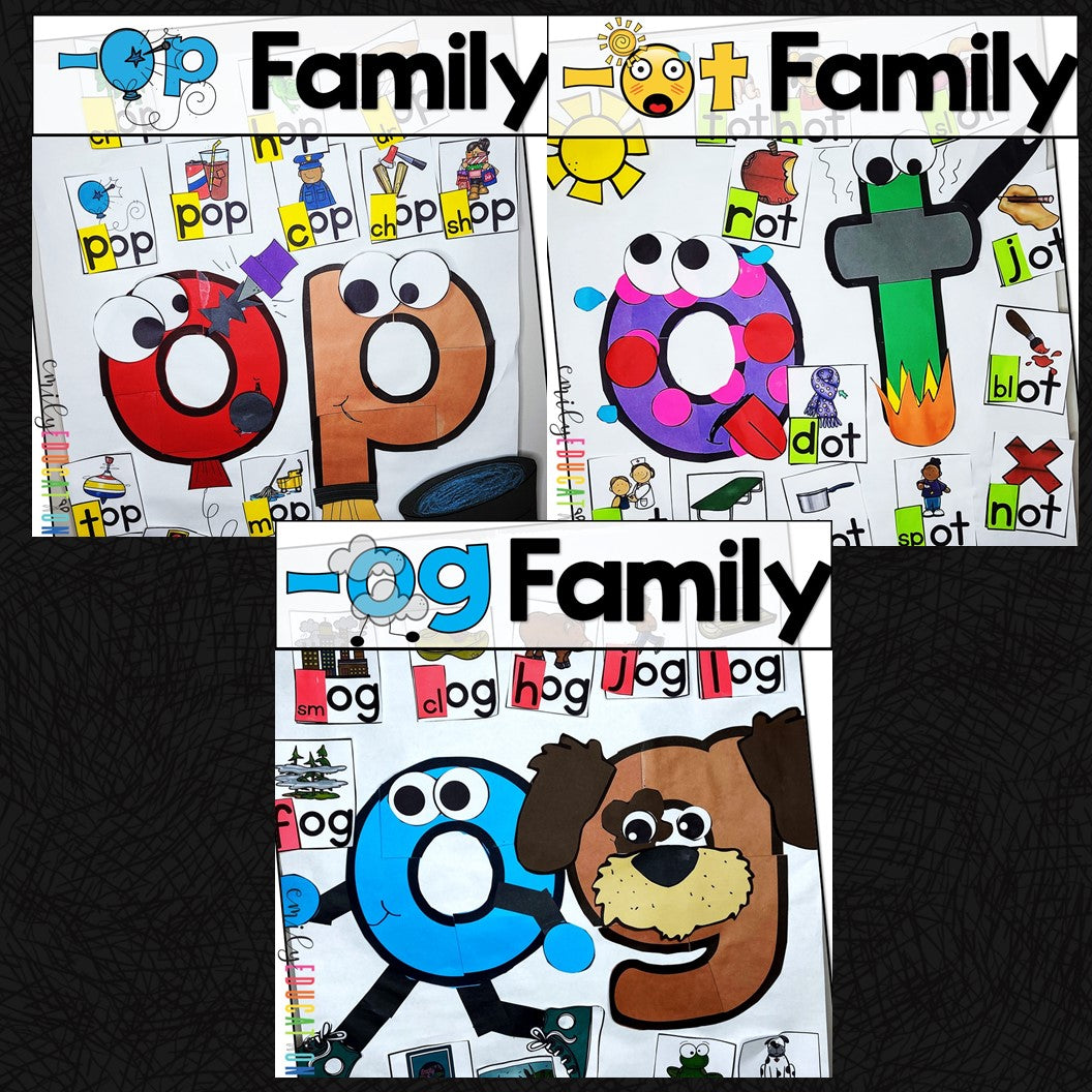 Short O Word Families Bundle Anchor Charts and Craft