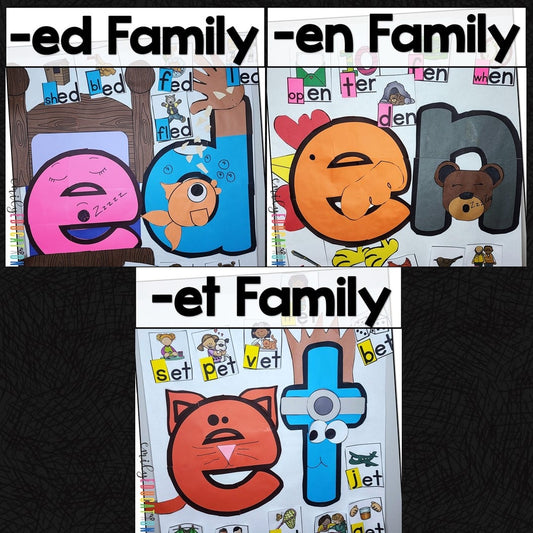 Short E Word Families Bundle Anchor Charts and Craft