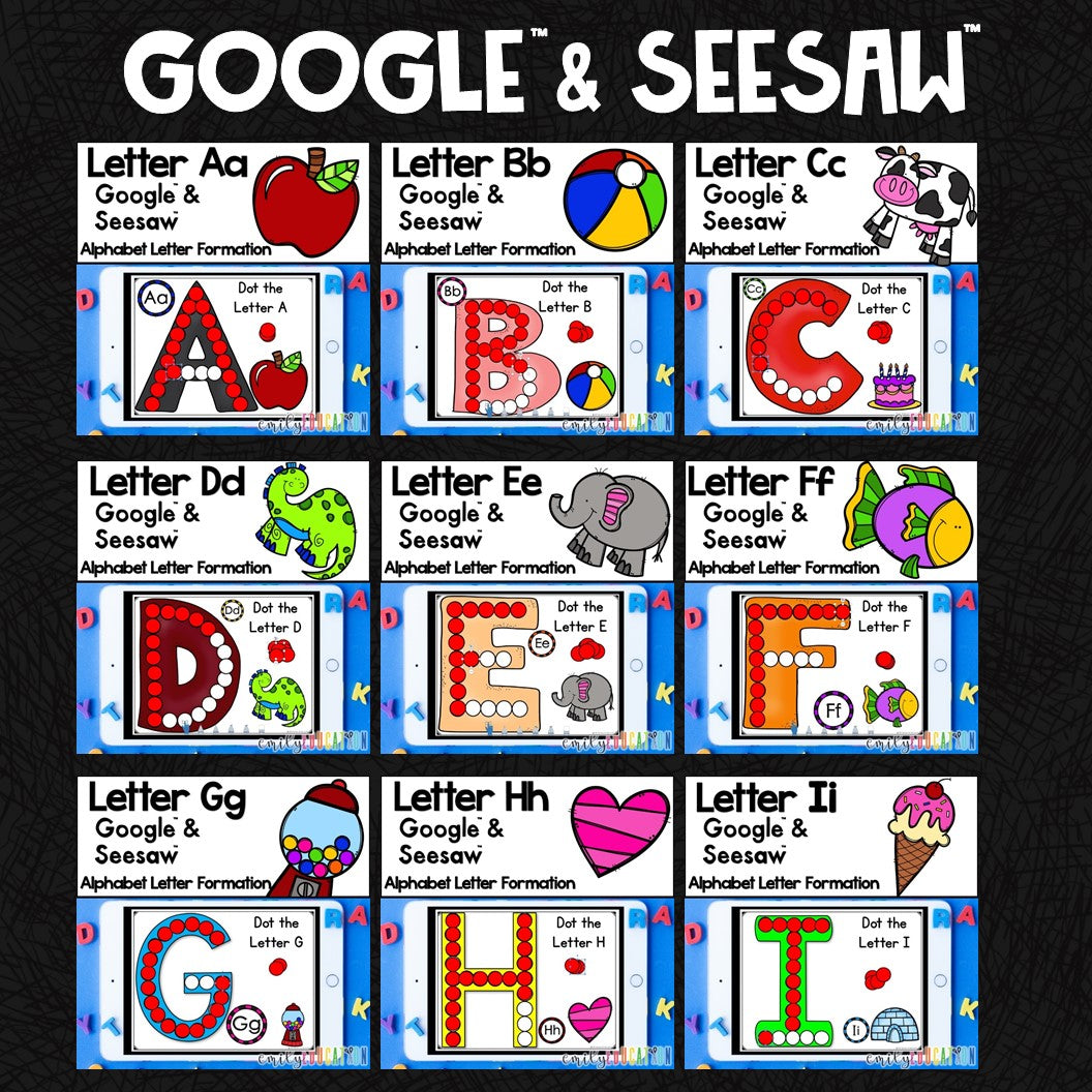 Alphabet Letter Formation Seesaw Google DIGITAL GROWING BUNDLE