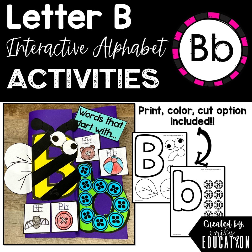 Letter B Alphabet Crafts and Directed Drawing