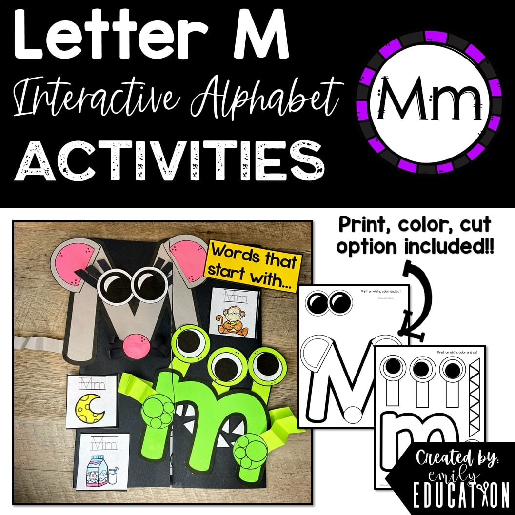 Letter M Alphabet Crafts and Directed Drawing