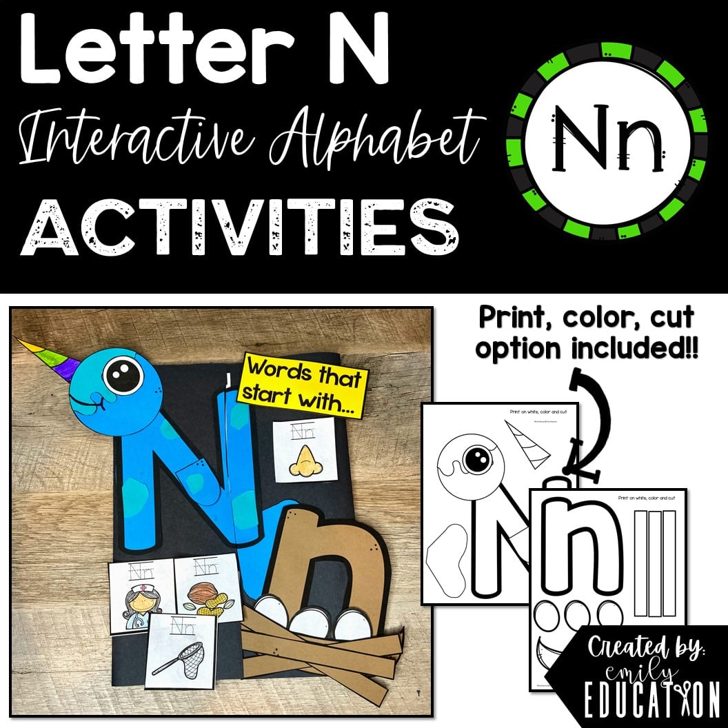 Letter N Alphabet Crafts and Directed Drawing