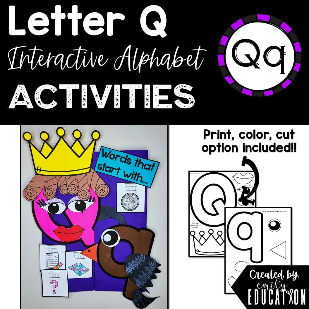 Letter Q Alphabet Crafts and Directed Drawing