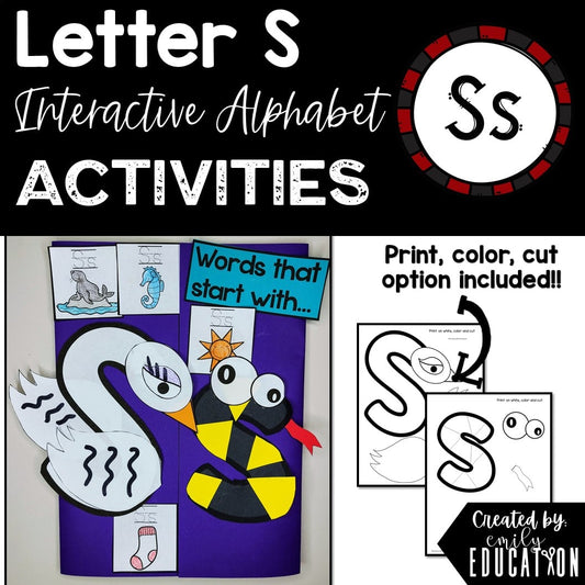 Letter S Alphabet Crafts and Directed Drawing