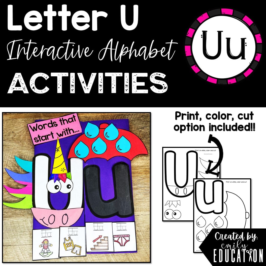 Letter U Alphabet Crafts and Directed Drawing