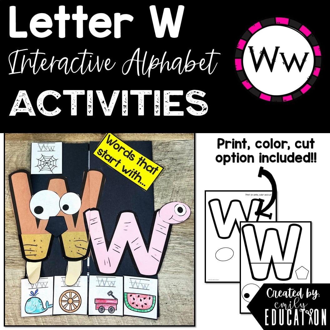 Letter W Alphabet Crafts and Directed Drawing