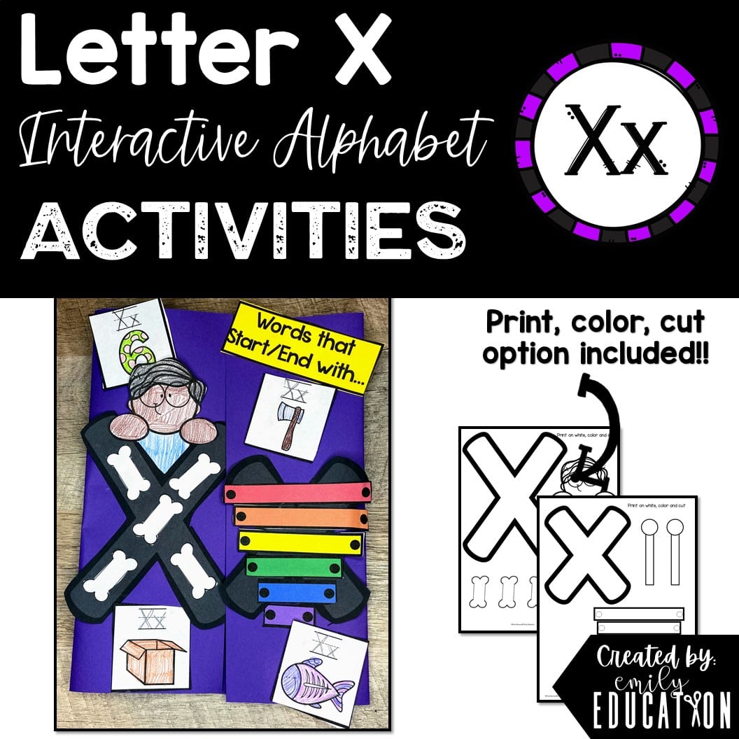 Letter X Alphabet Crafts and Directed Drawing