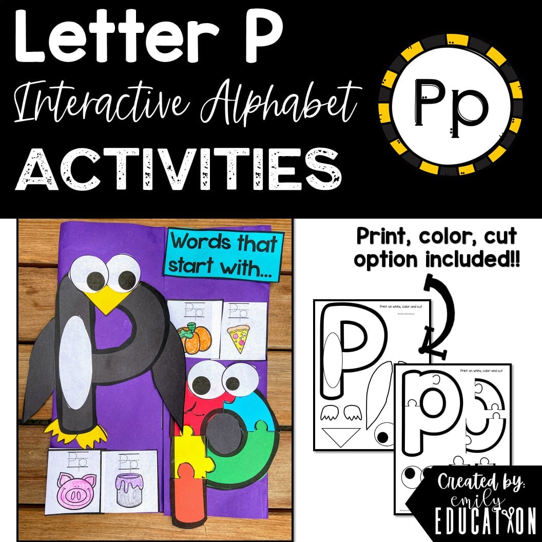 Letter P Alphabet Crafts and Directed Drawing