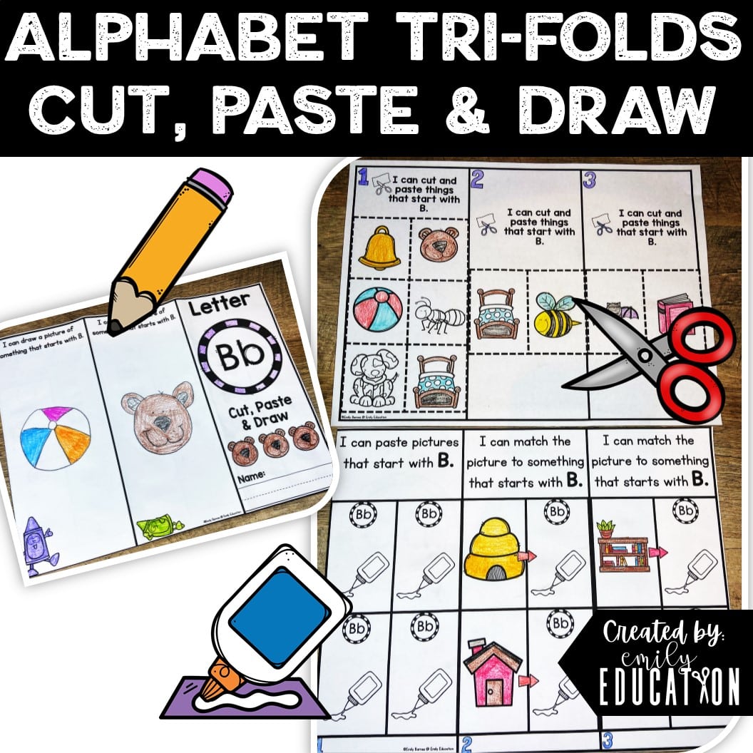 Alphabet Trifold Activities | Cut, Paste and Draw