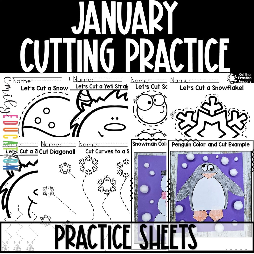 January Cutting Practice | Winter Scissor Skills