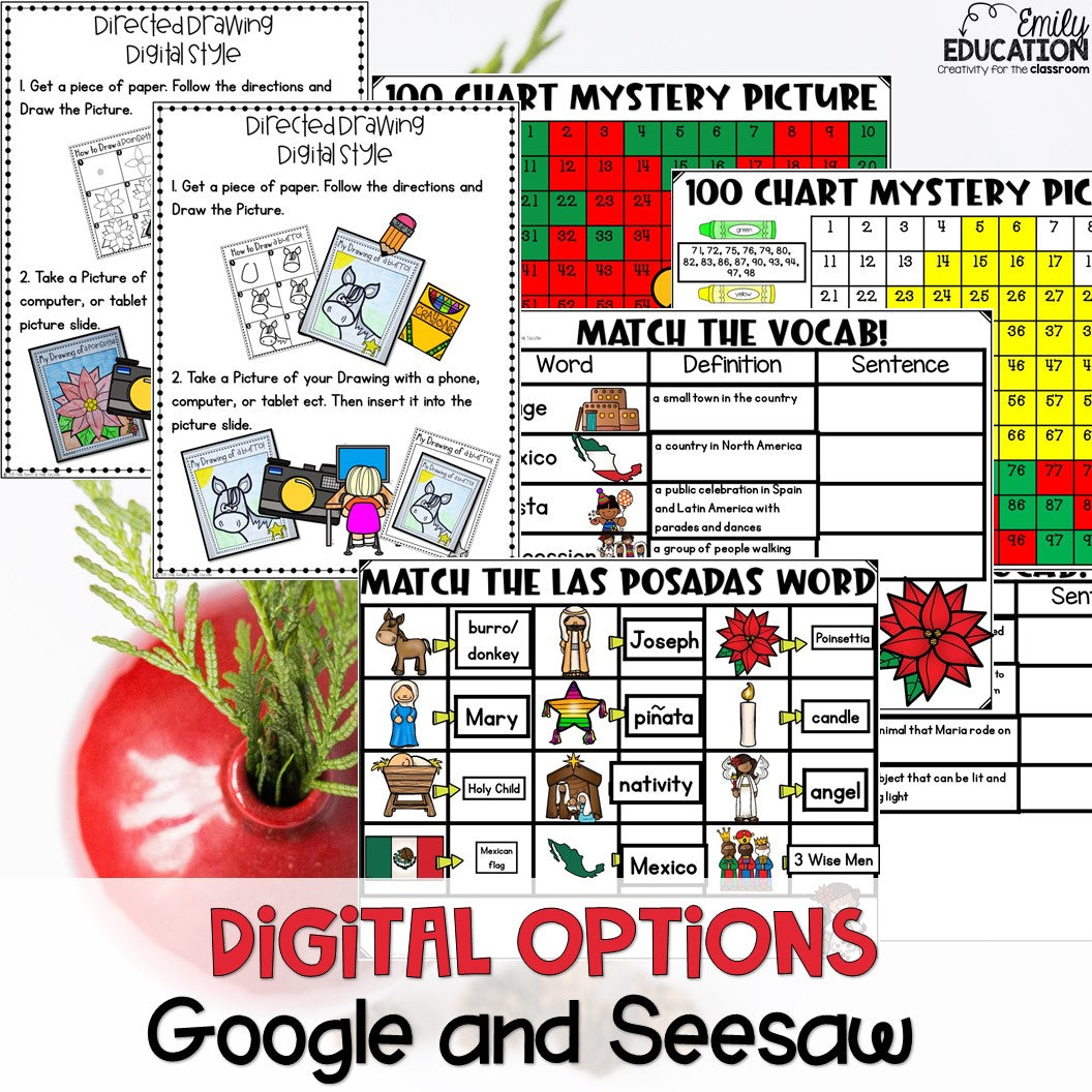 Las Posadas Activities and The Legend of the Poinsettia Seesaw, Google and Print