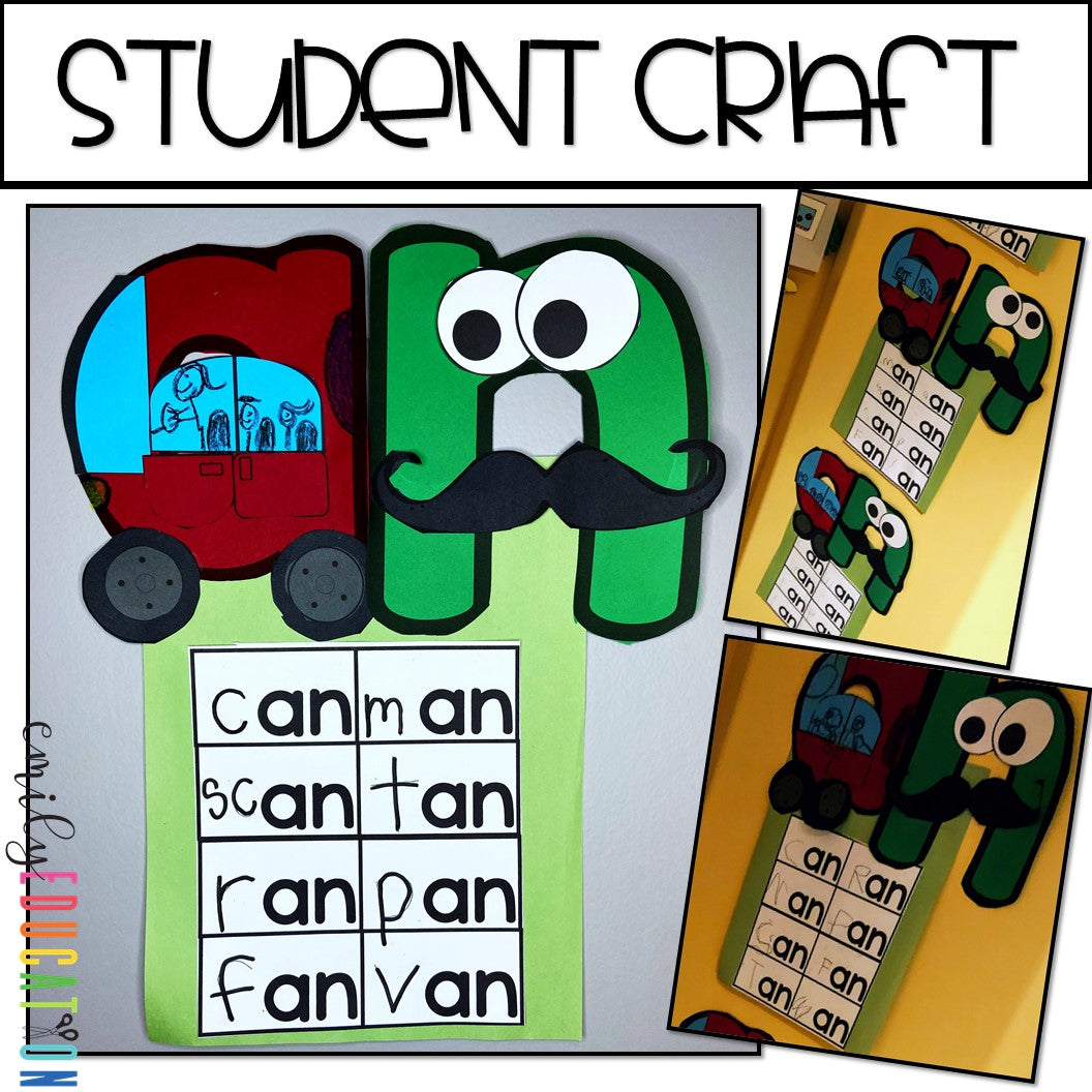 Short A Word Families Growing Bundle Anchor Charts and Craft